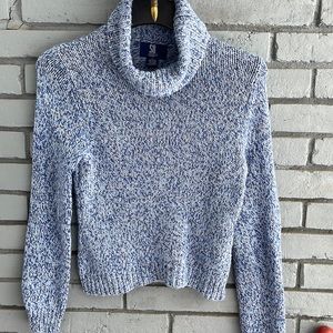 Blue knit turtle neck sweater
